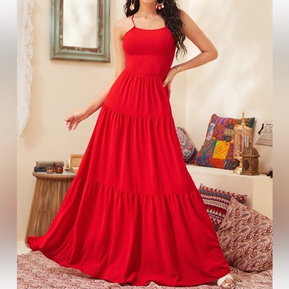 Tiered Ruffle Dress with Open Back main image 0